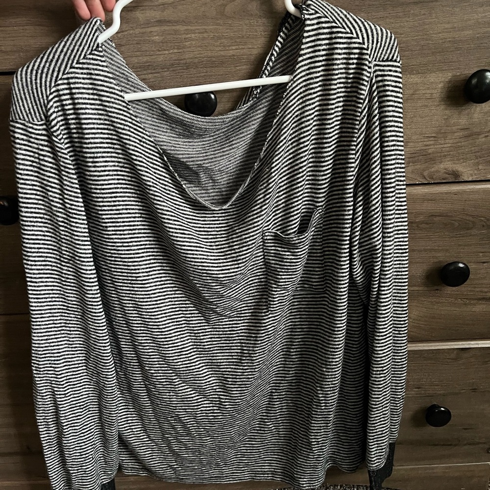 Slouchy Striped Off The Shoulder Long Sleeve Top